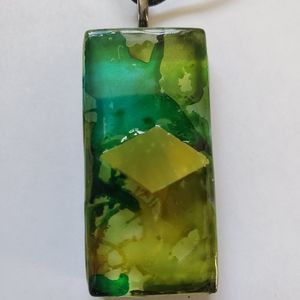 Green/Yellow Hand Painted 24'' Necklace